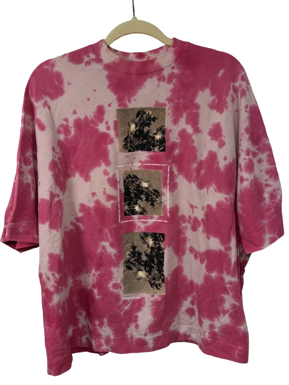 🤎💓 Collusion Tie-Dye Short Sleeve Tee in Rose Pink graphic oversized‎ tee 💓🤎